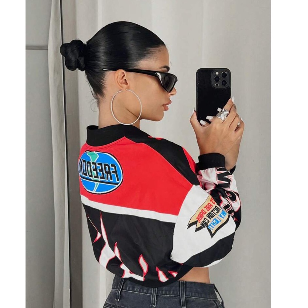 Motto Graphic Bomber Jacket ❤️ - Picture 4 of 4